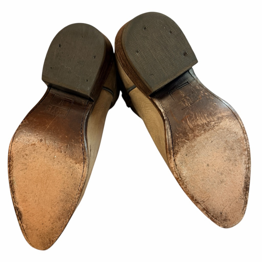 Frye Leather Western Ankle Boots Women 6.5 B Tan Distressed Cowboy Made Mexico - Picture 10 of 16